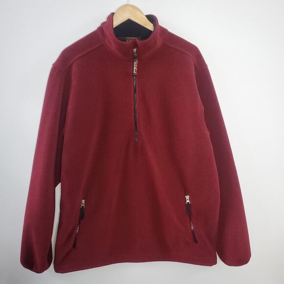 LL Bean Maroon 1/2 zip pull over fleece sweatshirt Size Large Tall - Picture 2 of 10